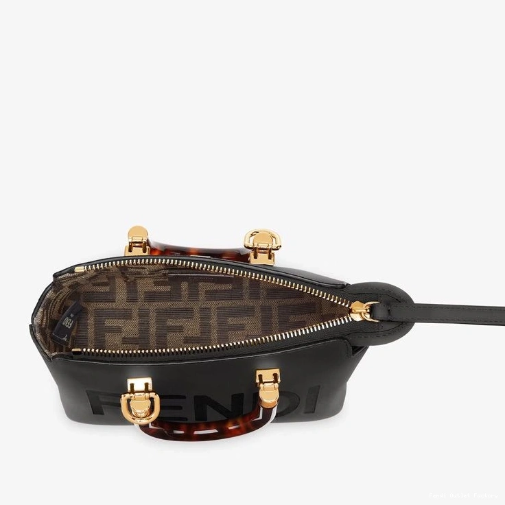 Vintage HOT By Logo Calf Boston In Black The Fendi Bag Mini ROMA Leather Way 0804